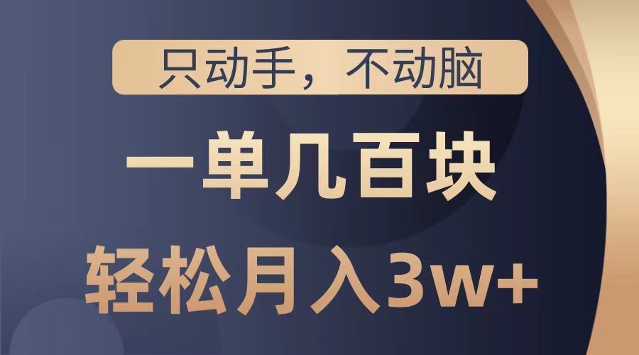 只动手不动脑，一单几百块，轻松月入2w+，看完就能直接操作，详细教程-村长副业网