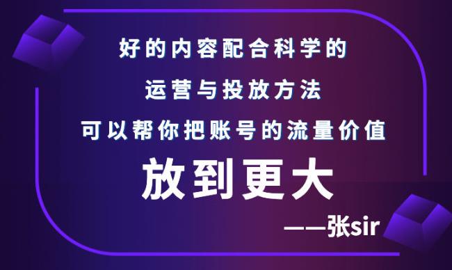 【副业项目3305期】（怎么投dou+快速涨粉）张sir账号流量增长课，让你的流量更精准-村长副业网