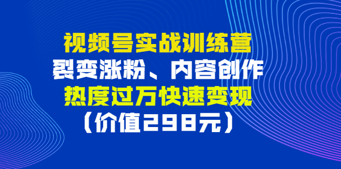 【副业项目3353期】视频号实战合集（视频号怎么创作推广涨粉）-村长副业网