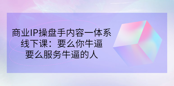 【副业项目3408期】商业IP操盘手内容一体系线下课（如何打造个人ip）-村长副业网