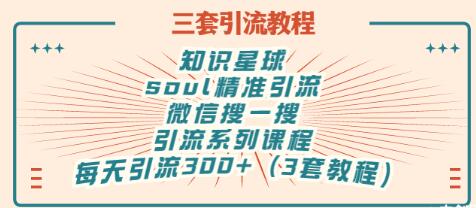 【副业项目3419期】知识星球引流+soul引流+微信搜一搜引流，引流系列课程，每天300+精准粉（3套教程)-村长副业网