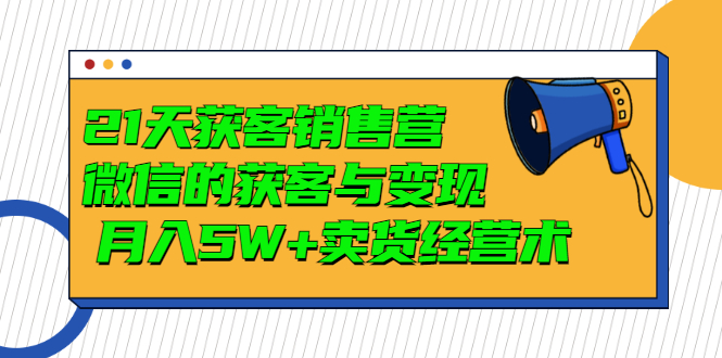 【副业项目3530期】微信营销的方法和技巧：21天获客销售营，带你破解微信的获客与变现-村长副业网