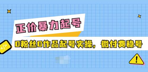 【副业项目3828期】抖音暴力起号实操课：抖音0粉丝0作品起号实操，0粉丝0作品直播-村长副业网