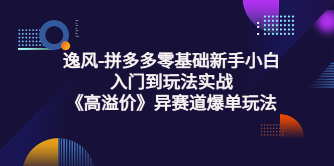 【副业项目3877期】逸风-拼多多新手小白入门到玩法实战，异赛道爆单玩法实操课-村长副业网