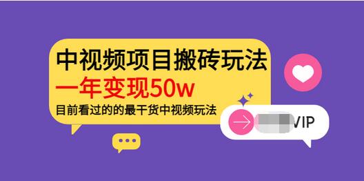 【副业项目3965期】《老吴·中视频项目搬砖玩法，一年变现50w》目前看过的的最干货中视频玩法-村长副业网
