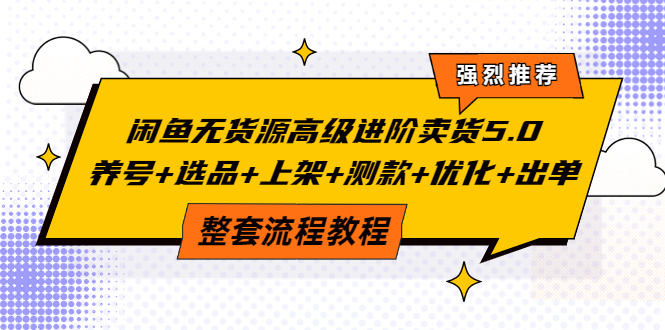 【副业项目4059期】闲鱼无货源高级进阶卖货5.0，养号+选品+上架+测款+优化+出单整套流程教程-村长副业网