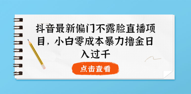 【副业项目4073期】抖音最新偏门不露脸直播项目，小白零成本暴力撸金日入1000+-村长副业网
