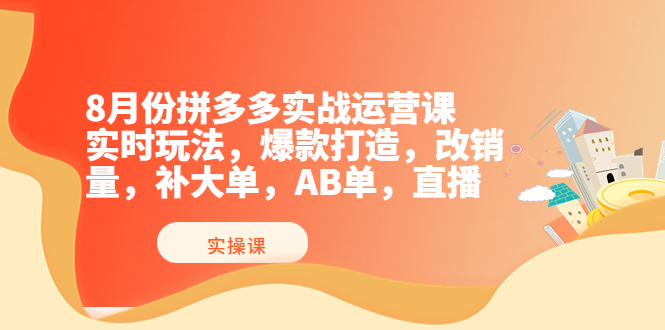 【副业项目4075期】拼多多实战运营课，实时玩法，爆款打造，改销量，补大单，AB单，直播-村长副业网