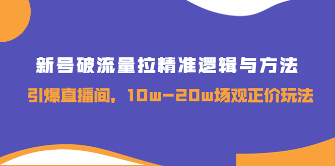 【副业项目4076期】新号破流量拉精准逻辑与方法，怎样引爆直播间，10w-20w场观正价玩法-村长副业网
