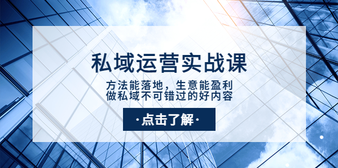【副业项目4091期】私域运营实战课：方法能落地，生意能盈利，做私域不可错过的好内容-村长副业网