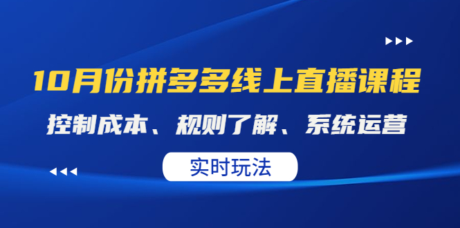 【副业项目4438期】某收费10月份拼多多线上直播课： 控制成本、规则了解、系统运营，实时玩法-村长副业网