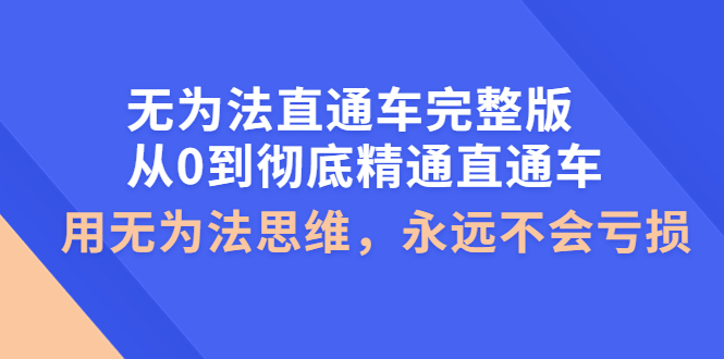 【副业项目4253期】无为法直通车完整版：从0到彻底精通直通车，用无为法思维，永远不会亏损-村长副业网