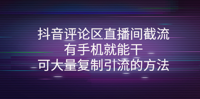 【副业项目4380期】抖音评论区直播间截流，有手机就能干，可大量复制引流的方法-村长副业网