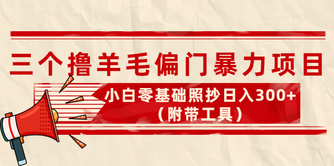 【副业项目4412期】外面卖998的三个撸羊毛偏门暴力项目，小白零基础照抄日入300+（附带工具）-村长副业网