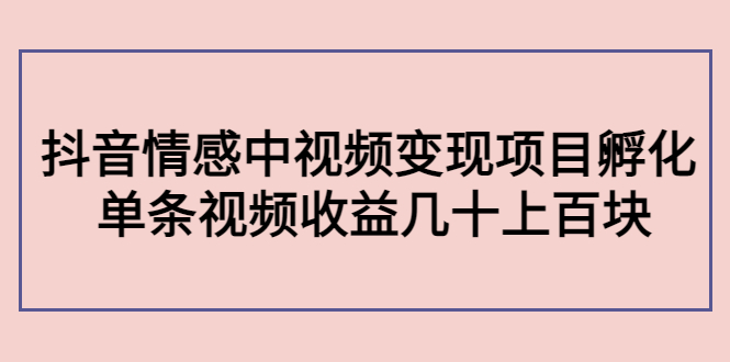 【副业项目4562期】黄岛主副业孵化营第5期：抖音情感中视频变现项目孵化 单条视频收益几十上百-村长副业网