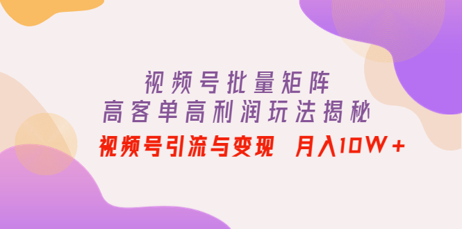 【副业项目4488期】视频号批量矩阵的高客单高利润玩法揭秘： 视频号引流与变现 月入10W+-村长副业网