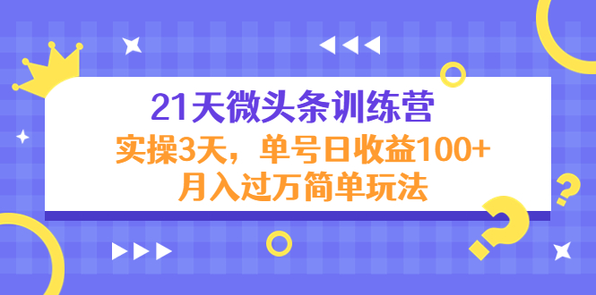【副业项目4597期】21天微头条训练营，实操3天，单号日收益100+月入过万简单玩法-村长副业网