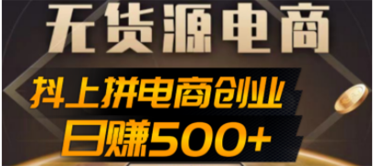 【副业项目4729期】抖上拼无货源电商创业项目、外面收费12800，日赚500+的案例解析参考-村长副业网
