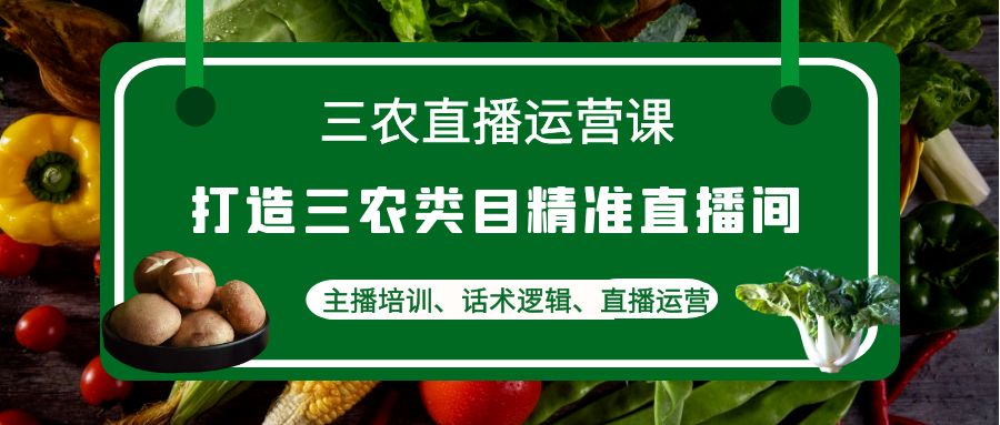 【副业项目4824期】三农直播运营课：打造三农类目精准直播间，主播培训、话术逻辑、直播运营-村长副业网
