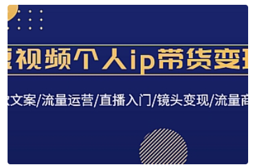【副业项目4835期】短视频个人ip带货变现：爆款文案/流量运营/直播入门/镜头变现/流量商业-村长副业网