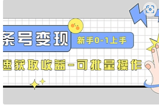 【副业项目4839期】2023头条号实操变现课：新手0-1轻松上手，快速获取收益-可批量操作-村长副业网