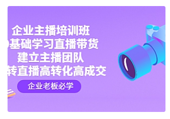 【副业项目4915期】企业主播培训班：0基础学习直播带货，建立主播团队，玩转直播高转化高成交-村长副业网