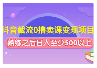【副业项目4955期】抖音截流0撸卖课变现项目：这个玩法熟练之后日入至少500以上-村长副业网