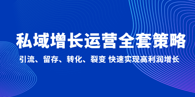 【副业项目5128期】私域增长运营全套策略：引流、留存、转化、裂变 快速实现高利润增长-村长副业网