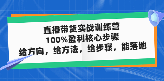 【副业项目5006期】直播带货实战训练营：100%盈利核心步骤，给方向，给方法，给步骤，能落地-村长副业网