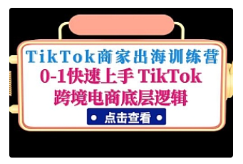 【副业项目5013期】TikTok商家出海训练营：0-1快速上手 TikTok跨境电商底层逻辑-村长副业网
