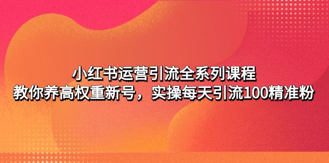 【副业项目5144期】小红书运营引流全系列课程：教你养高权重新号，实操每天引流100精准粉-村长副业网
