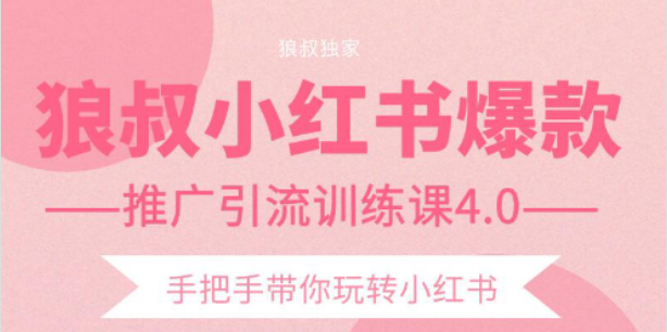 【副业项目2332期】狼叔小红书爆款推广引流训练课4.0，手把手带你玩转小红书-村长副业网