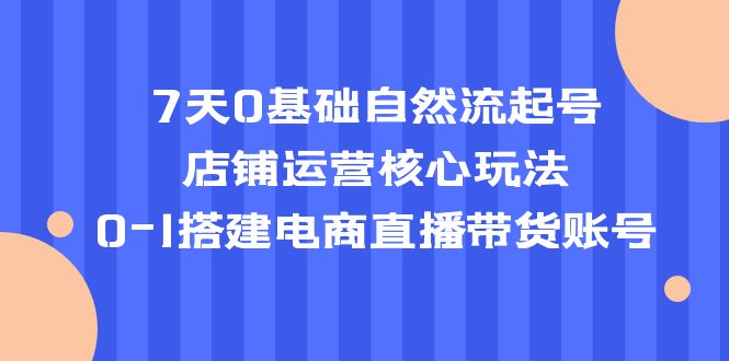 【副业项目5468期】7天0基础自然流起号，店铺运营核心玩法，0-1搭建电商直播带货账号-村长副业网