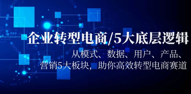 【副业项目5960期】企业转型电商/5大底层逻辑，从模式 数据 用户 产品 营销5大板块，高效转型-村长副业网