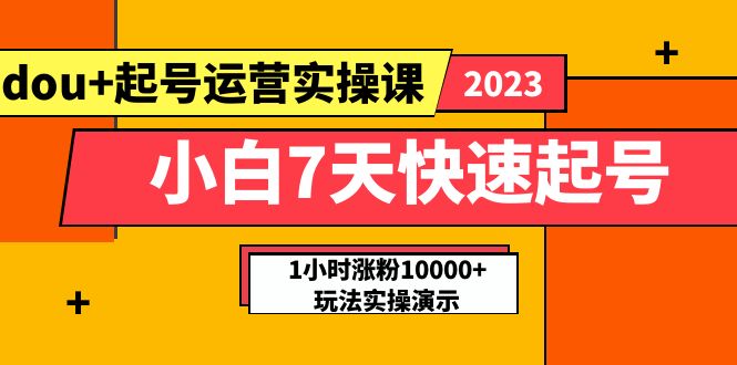【副业项目5906期】小白7天快速起号：dou+起号运营实操课，实战1小时涨粉10000+玩法演示-村长副业网