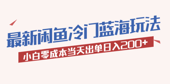 【副业项目5927期】2023最新闲鱼冷门蓝海玩法，小白零成本当天出单日入200+-村长副业网