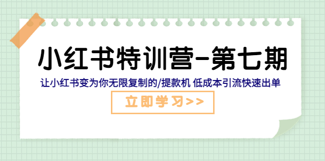 【副业项目5683期】小红书特训营-第七期 让小红书变为你无限复制的/提款机 低成本引流快速出单-村长副业网