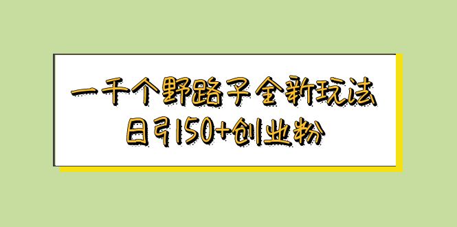 【副业项目5980期】一千个野路子全新玩法 日引50+创业粉-村长副业网