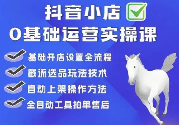 【副业项目6317期】白马电商·0基础抖店运营实操课，基础开店设置全流程，截流选品玩法技术-村长副业网