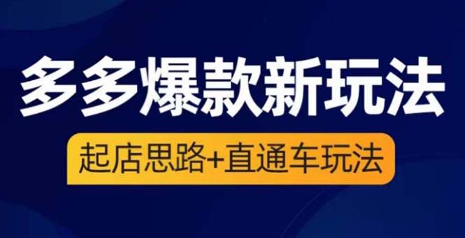【副业项目6039期】2023拼多多爆款·新玩法：起店思路+直通车玩法（3节精华课）-村长副业网