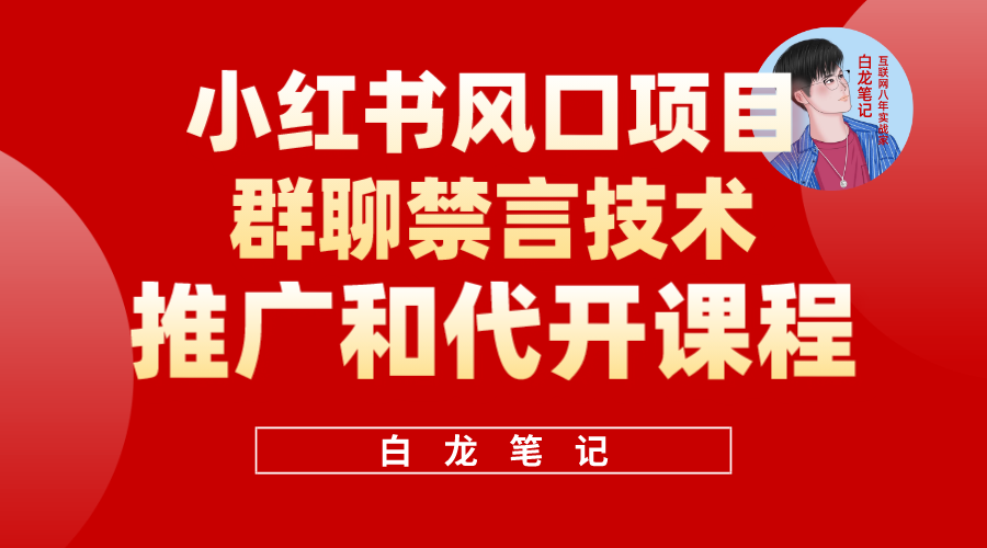 【副业项目5991期】小红书风口项目日入300+，小红书群聊禁言技术代开项目，适合新手操作-村长副业网