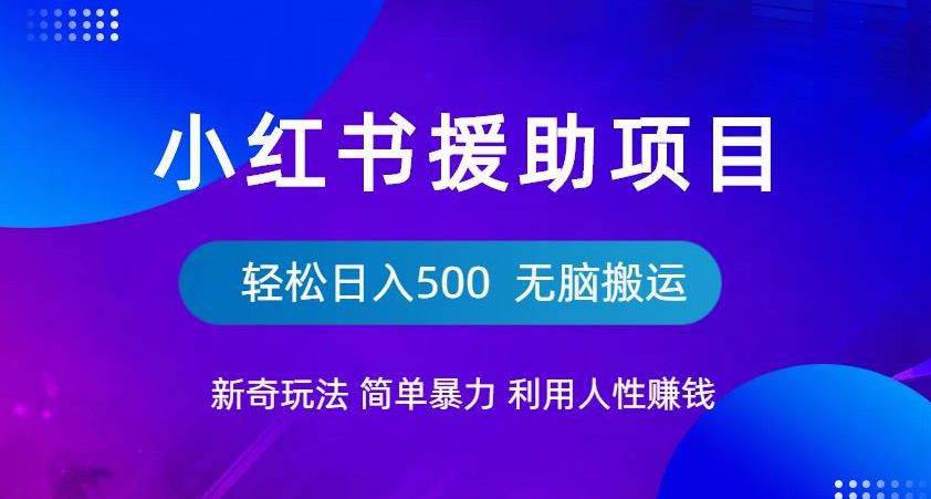 【副业项目6684期】小红书援助项目新奇玩法，简单暴力，无脑搬运轻松日入500【揭秘】-村长副业网