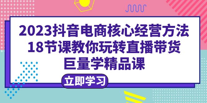 【副业项目6377期】2023抖音电商核心经营方法：18节课教你玩转直播带货，巨量学精品课-村长副业网