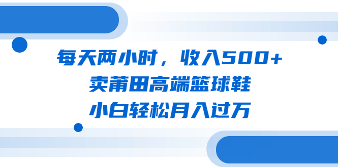 【副业项目6542期】每天两小时，收入500+，卖莆田高端篮球鞋，小白轻松月入过万（教程+素材）-村长副业网