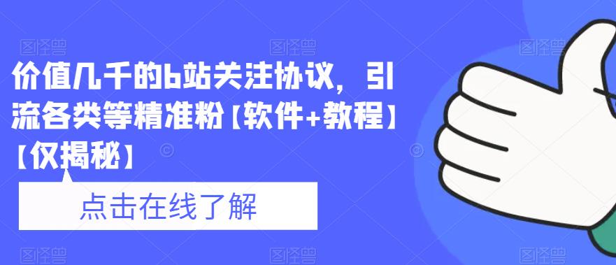 【副业项目6546期】价值几千的b站关注协议，引流各类等精准粉【软件+教程】-村长副业网