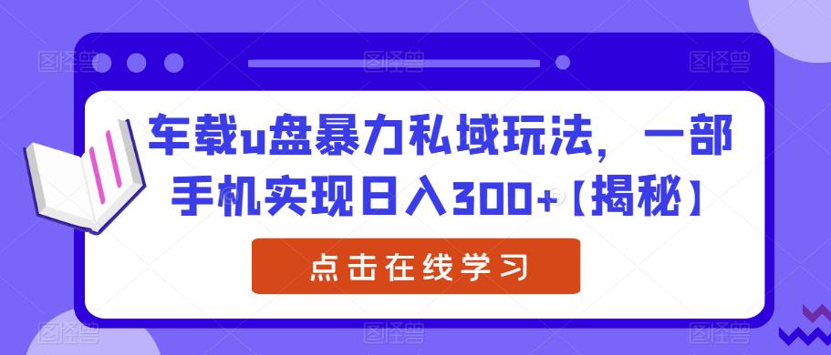 【副业项目6441期】车载u盘暴力私域玩法，一部手机实现日入300+【揭秘】-村长副业网