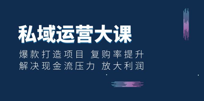 【副业项目6574期】私域运营大课：爆款打造项目 复购率提升 解决现金流压力 放大利润-村长副业网