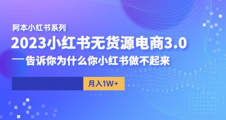 【副业项目6506期】阿本小红书无货源电商3.0，告诉你为什么你小红书做不起来-村长副业网