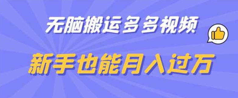 【副业项目6853期】无脑搬运多多视频，新手也能月入过万【揭秘】-村长副业网
