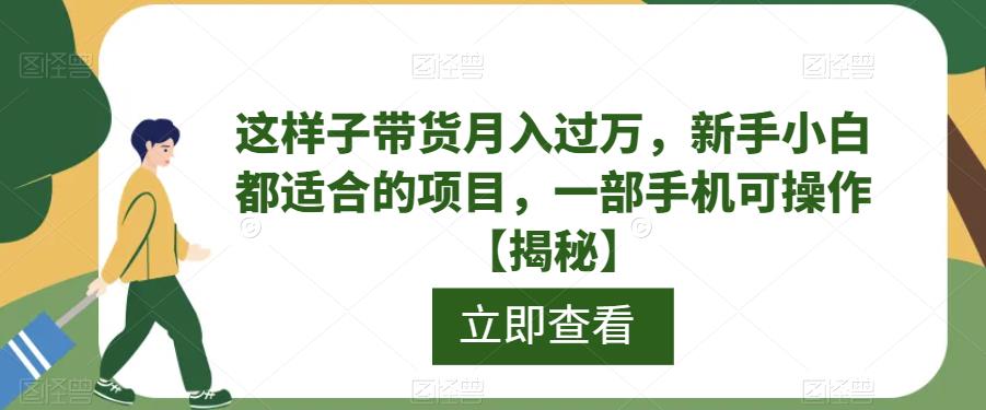 【副业项目6858期】这样子带货月入过万，新手小白都适合的项目，一部手机可操作【揭秘】-村长副业网